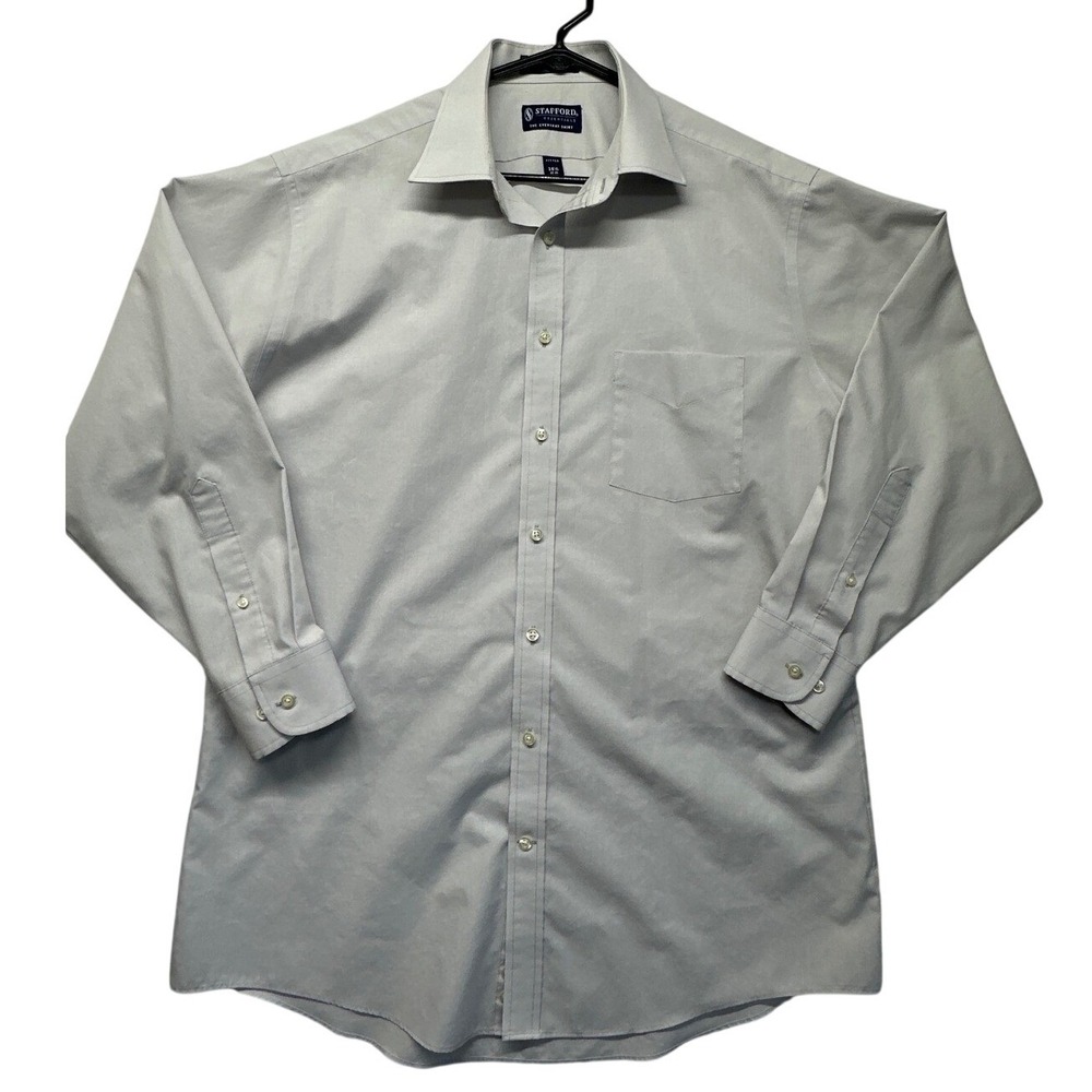 Stafford Essentials Men's Fitted Long Sleeve Dress Shirt Light Gray 16 1/2 32 33
